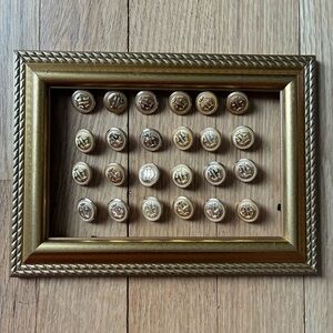 Vintage ‘Waterbury type’ brass Buttons 
“H” with crown. UNSIGNED. Set 24